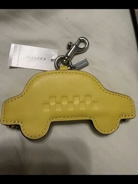 Coach Yellow Leather Taxi Car Charm Keychain